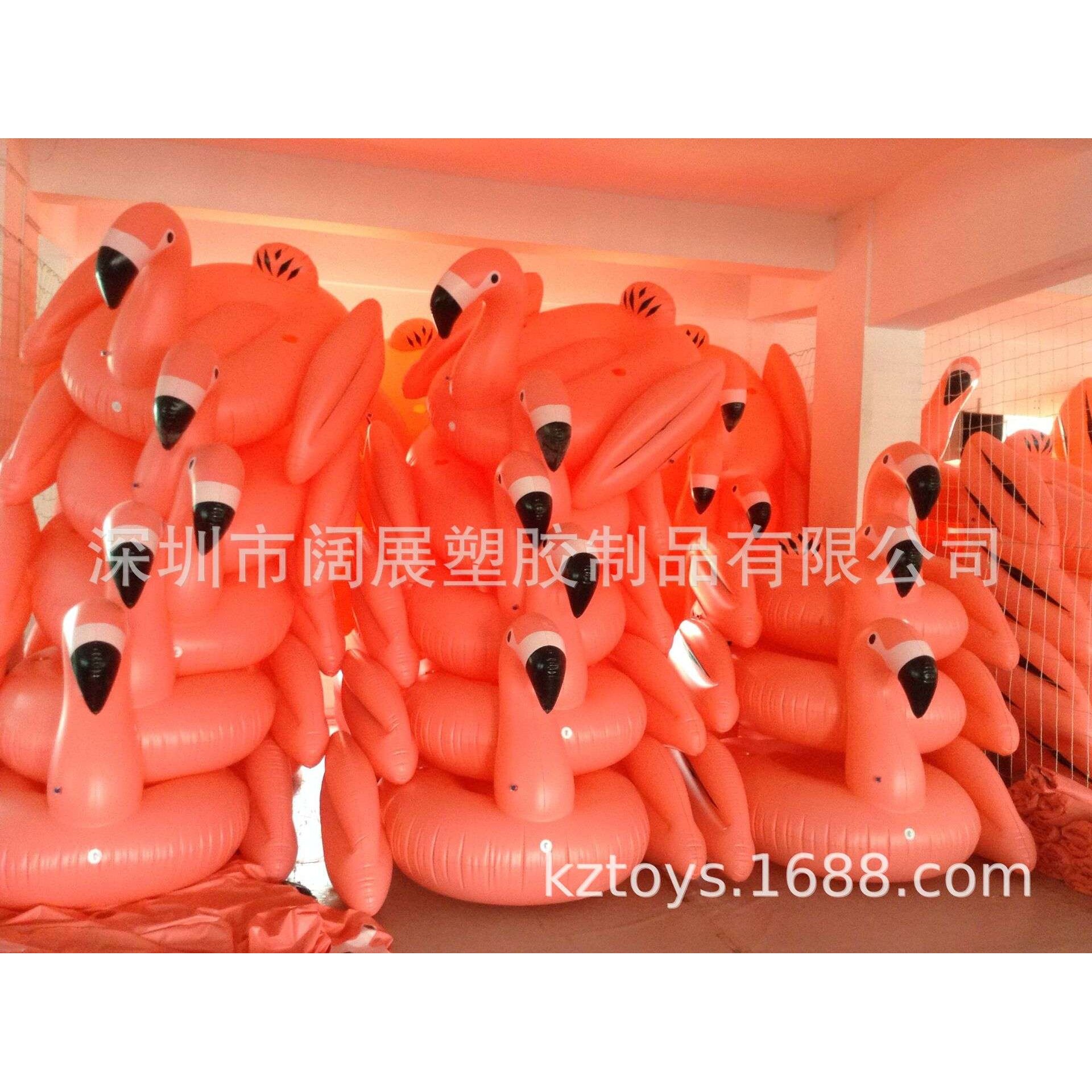 现货成人水上充气粉天鹅火烈鸟带杯洞带绳扣粉天鹤坐骑浮排