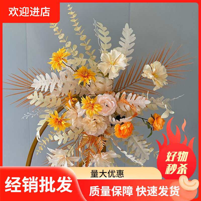 新款婚礼成品地排花绢花舞台装饰花婚庆迎宾路引花区工厂