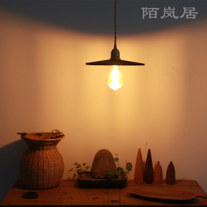 4I创意书房卧室吊灯黑胡桃手工雕刻餐厅客厅餐桌灯民宿复古百搭实