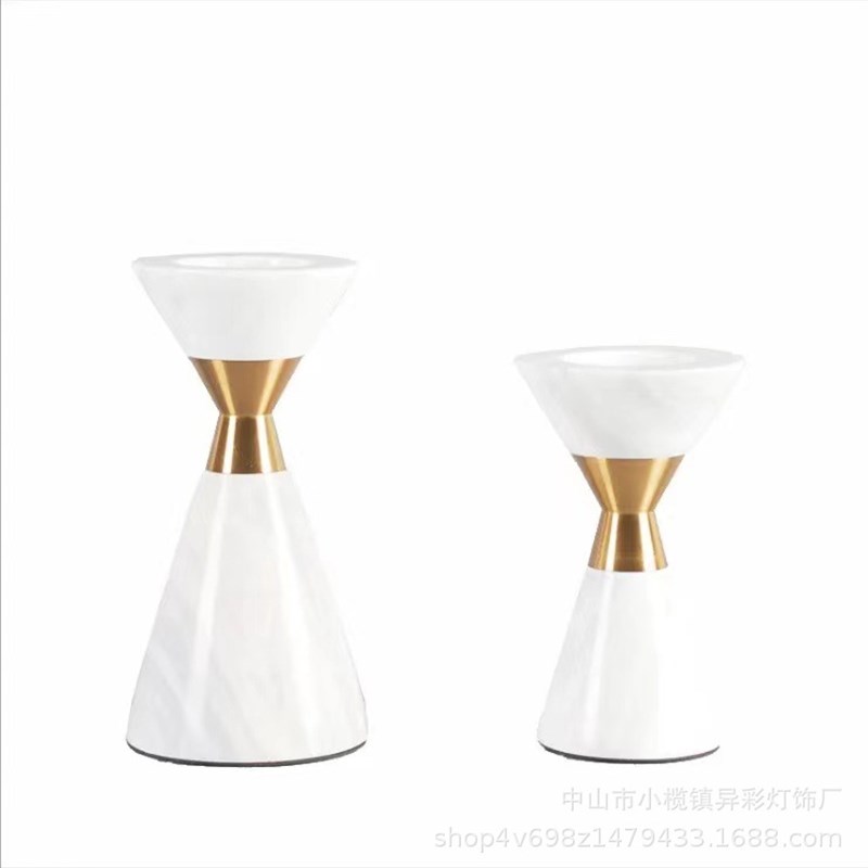 轻奢金属大理石北欧蜡烛台玄关桌面餐桌摆件样板房装饰品