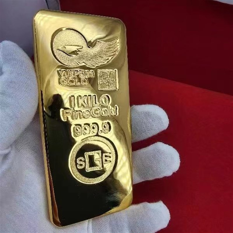 仿真大鹏庞博瑞士金条金砖金店银行实心铜镀金1000克样品金条工艺