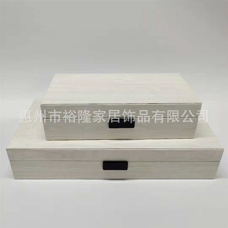 新品简约现代卧室床头柜梳妆台木质长方形宝石白色木纹收纳储物盒