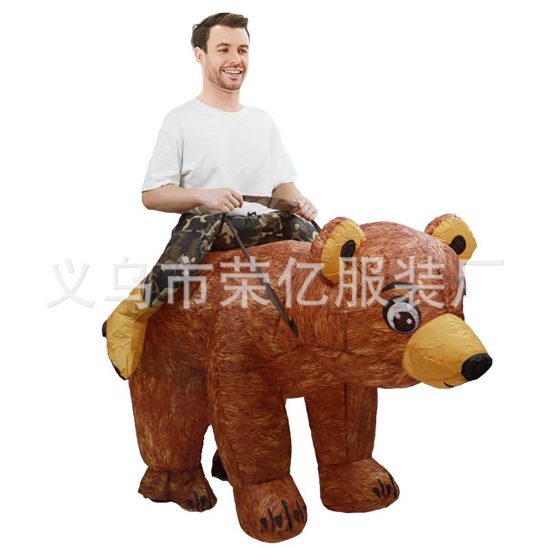 跨境万圣节新款骑行青蛙充气服骑行棕熊卡皮巴拉背带胖子人偶服装
