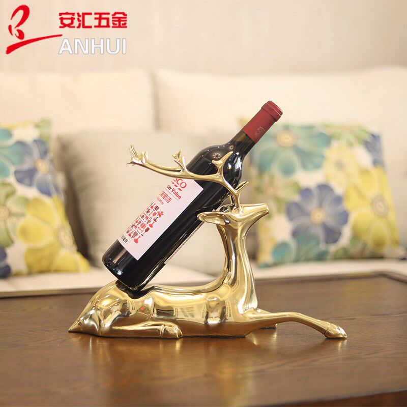 客厅铜鹿红酒架摆件欧式创意高档奢华现代软装饰品酒瓶架家居摆设