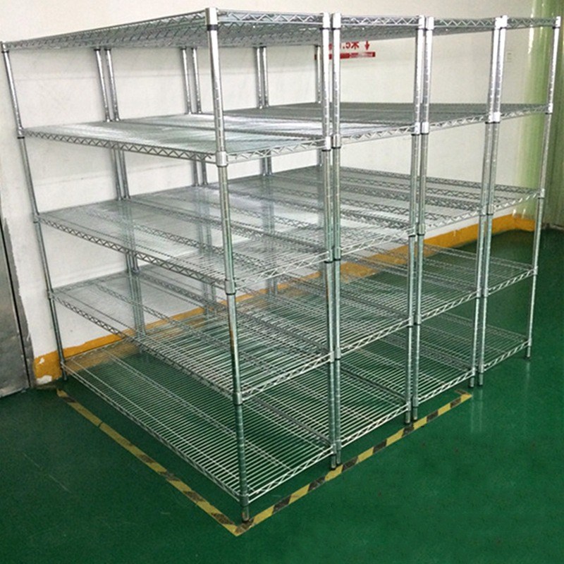 防静电多层架不锈钢货架镀铬线网移动展示铁架金属镂空物料架