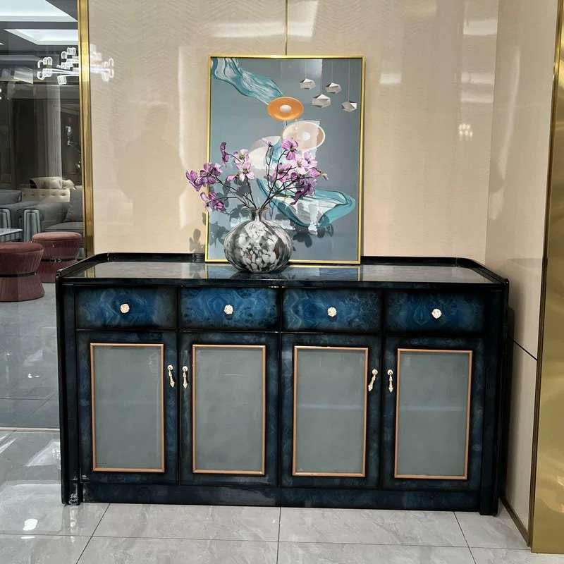 轻奢实木餐边柜意式整装家具钢琴烤漆简约港式玄关柜别墅装饰柜