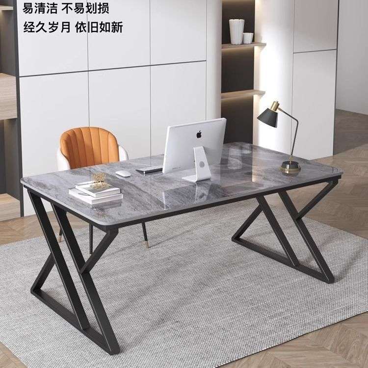 电脑台式桌工作台办公桌子轻奢高级家用卧室岩板书桌小户型北欧风