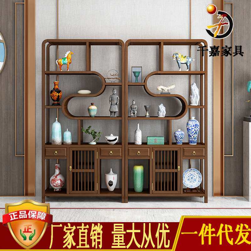 格木博古架实木新中式多宝阁展示陈列架茶室古董置物架货架隔断柜