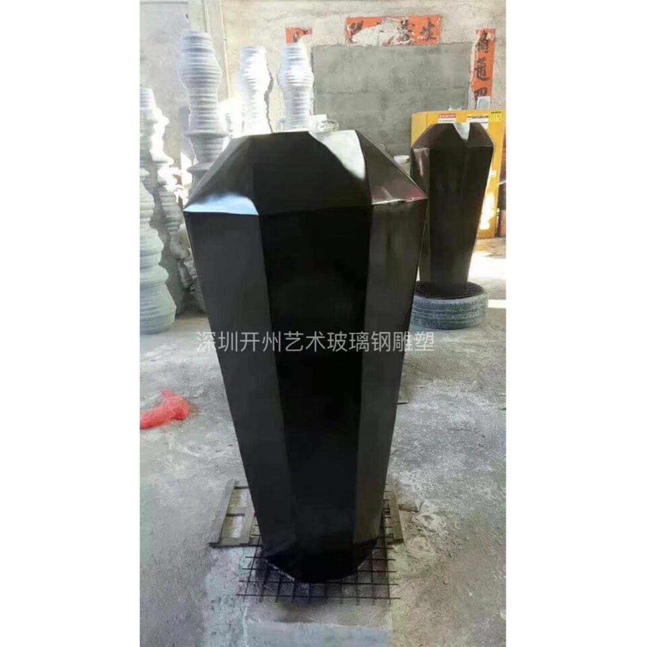 户外商场玻璃钢花盆组合艺术菱形花器花坛椭圆创意大花瓶雕塑摆件