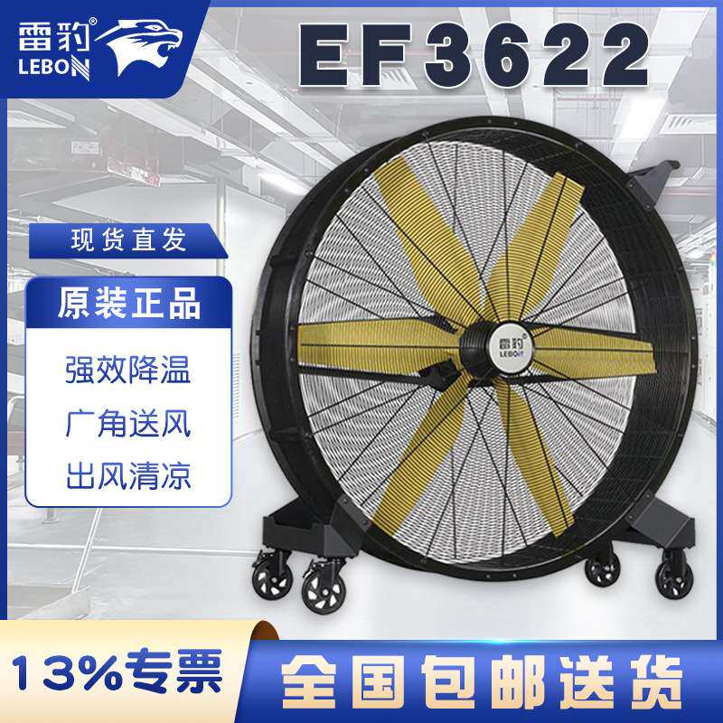 雷豹手推可移动大风扇EF3622D500W超大功率直流电机原装直发