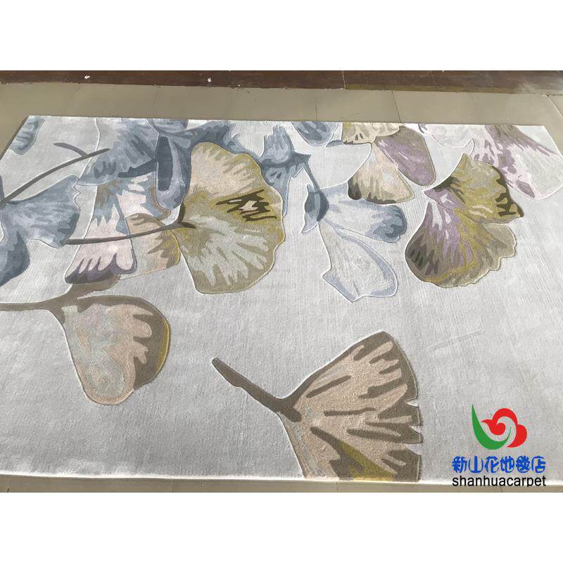 新西兰进口羊毛中式抽象植物叶子田园客厅茶几地毯餐厅卧室床前毯