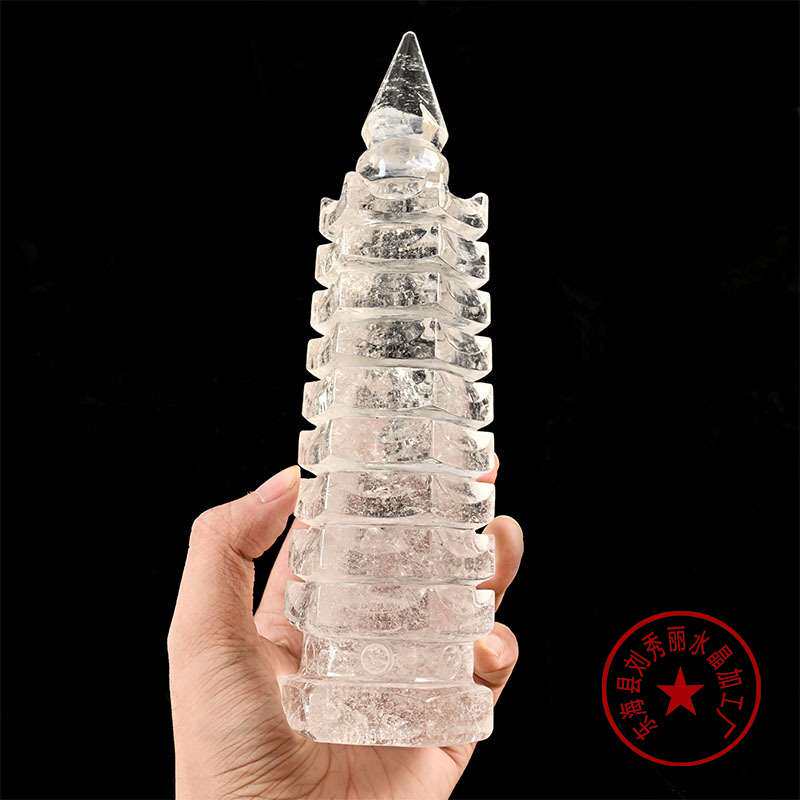 天然白水晶文昌塔摆件水晶原石打磨宝塔书桌家居桌面装饰厂家直销