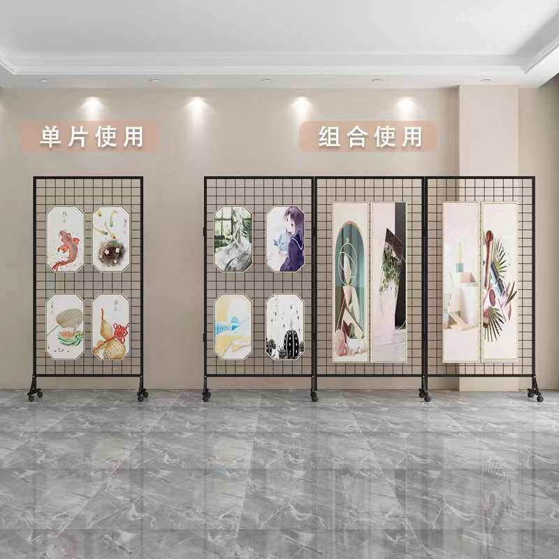 网格展示架幼儿园画室美术作品画书法展览落地折叠铁网置物架子