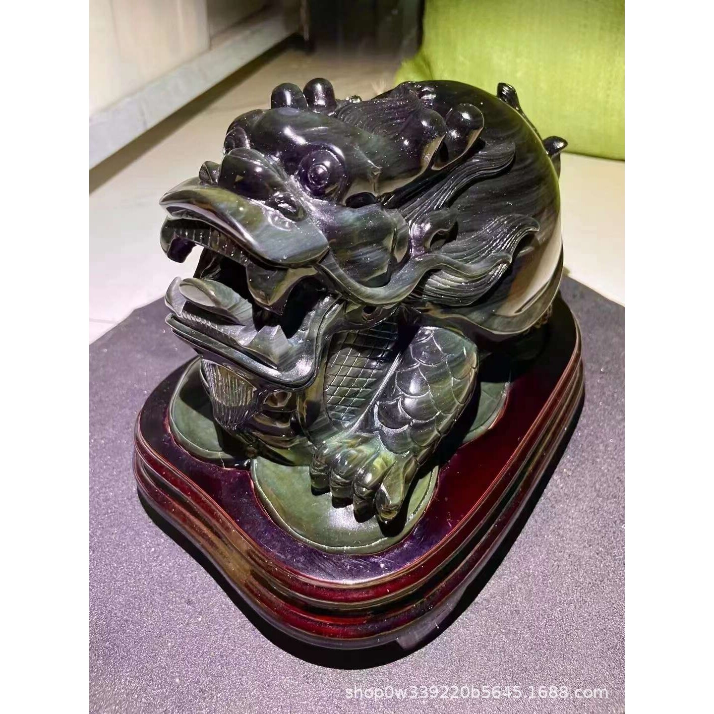 矿宝水晶龙龟摆件黑曜石彩虹金银耀龙头家居办公室客厅装饰工艺品
