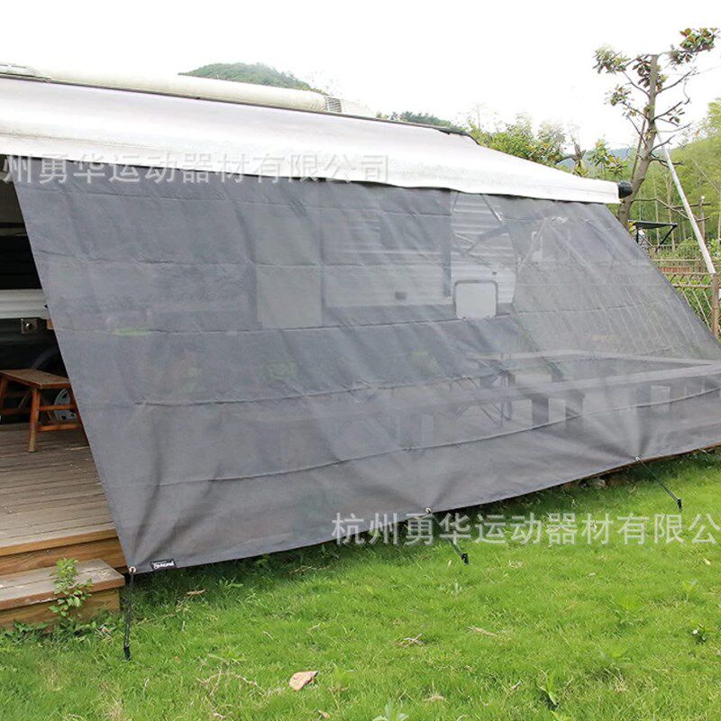 夏季房车遮阳挡正面9X15FT带拉链包 弹力绳和地钉 PVC网格布阻燃