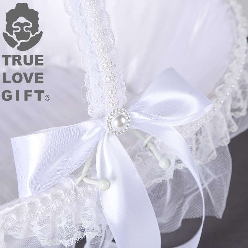 西式婚礼婚庆用品蛋形纸绳蕾丝花边缎带装饰白色花篮出口中东法国