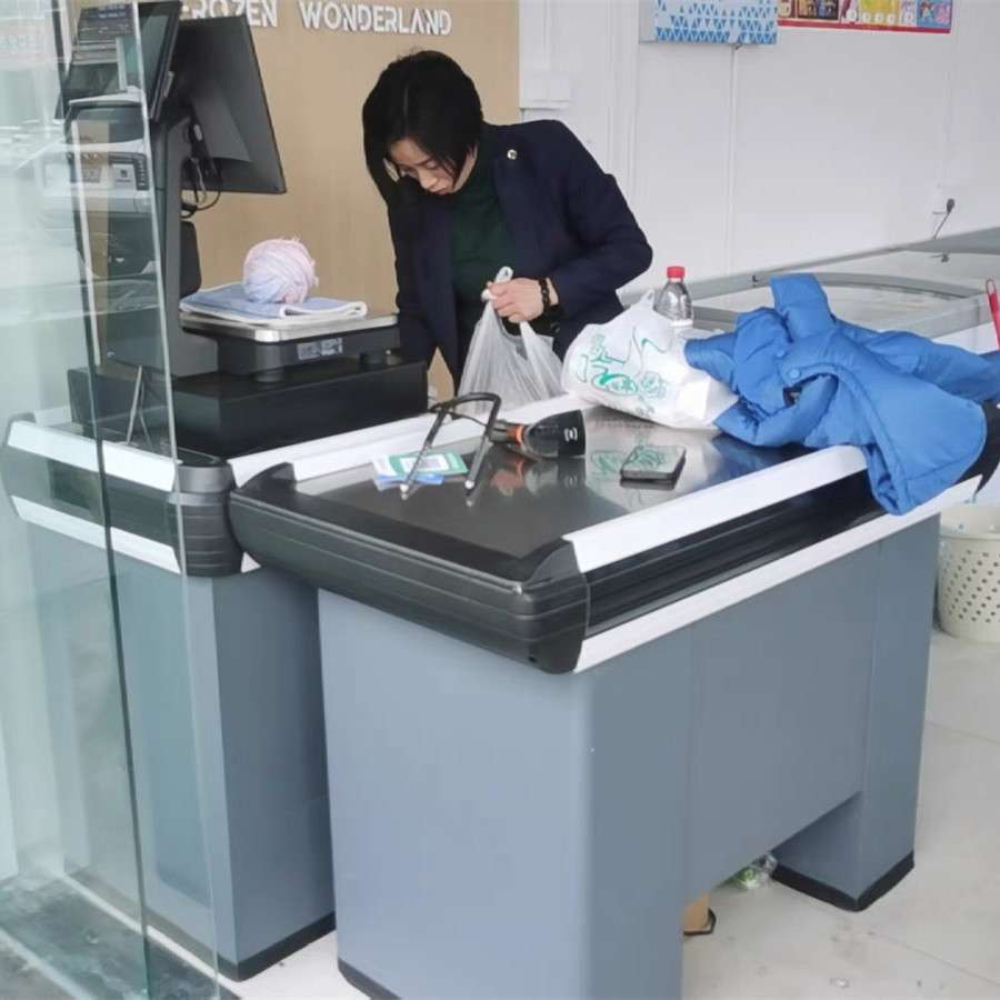 超市收钱桌便利店商店金属组装不锈钢台007款收银台便利店专用