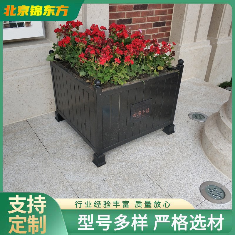 河北香河 廊坊 l北京防腐木花箱 花槽花架花盆木质花箱小区花盆架