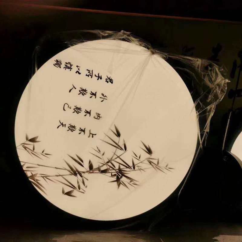 新中式酒店茶楼走廊过道装饰灯笼布艺灯笼餐厅吊灯手绘布艺灯笼
