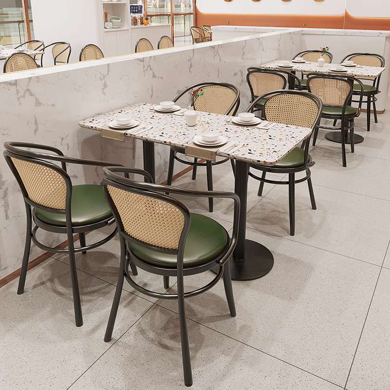 茶餐厅咖啡厅田园风编藤铁艺餐桌椅子酒吧西餐火锅店卡座沙发组合