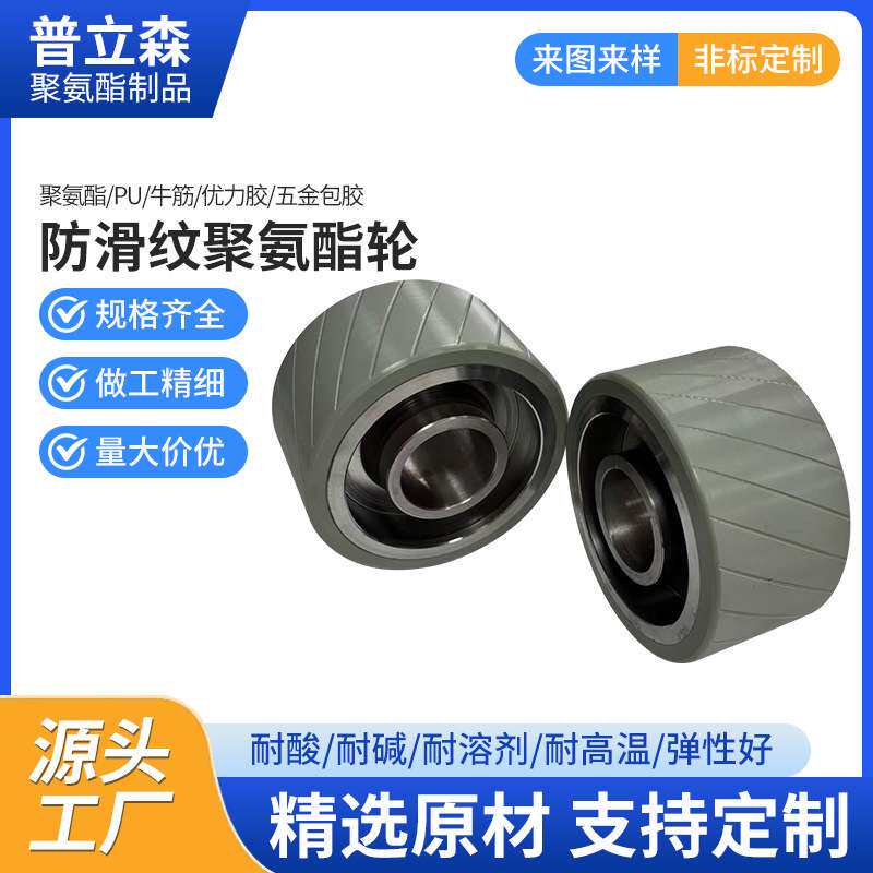 汽车工业流水线输送防滑纹聚氨酯轮 PU轴承滚轮走轮传动轮摩擦轮