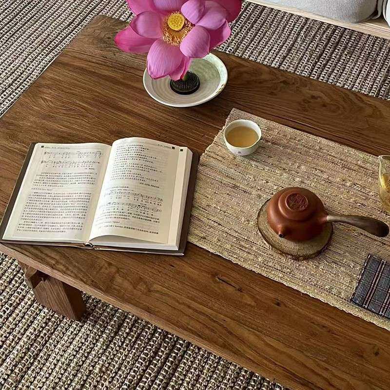 复古老榆木餐桌家用吃饭桌做旧门板茶桌实木茶几风化禅意飘窗茶台