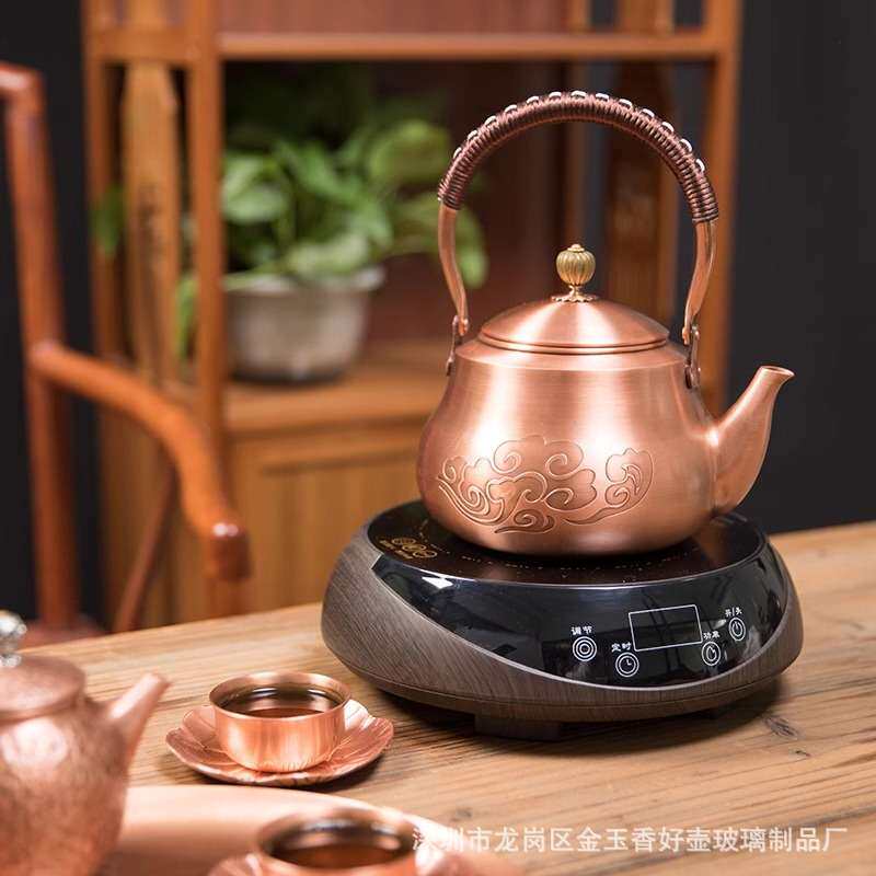 纯铜加厚紫铜铜壶烧水壶泡茶沏茶壶养生壶茶壶家用茶具煮茶器套装