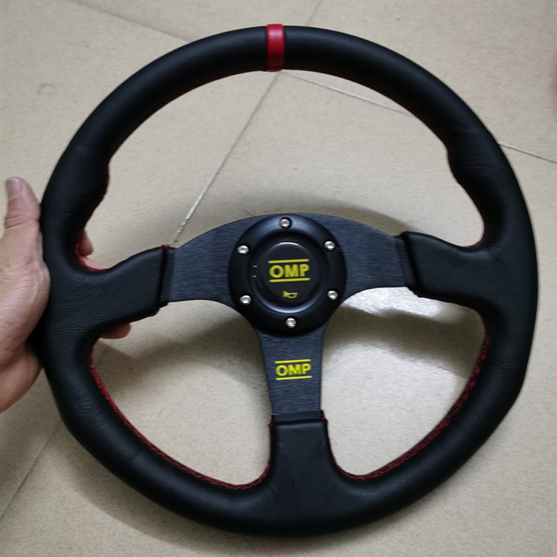 汽车改装真皮14寸方o向盘反皮13寸平方向盘秃皮磨砂翻皮刺绣方向