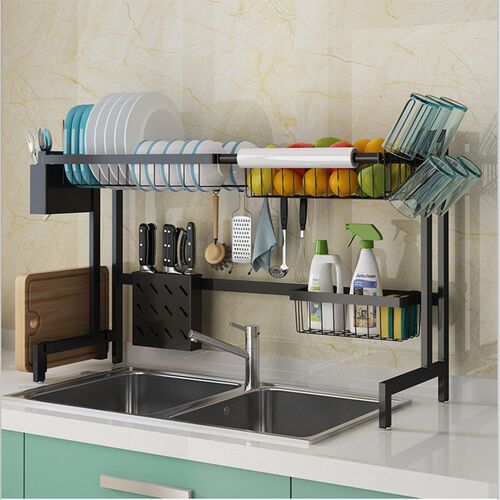 NEW  Upgraded dish drying rack 可调高 新版 厨房水槽沥水架黑