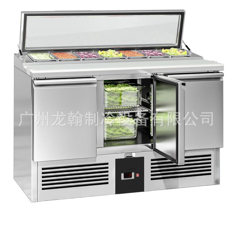 沙拉台商用开槽水果捞展示柜冰粉冰粥工作台披萨撒料台凉菜展示柜