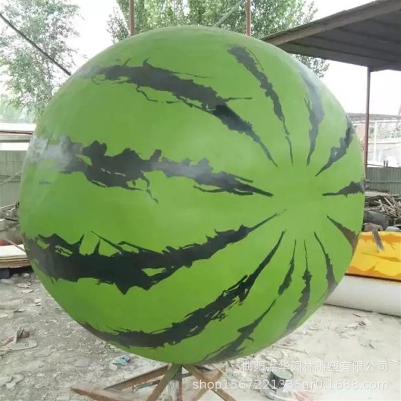 仿真西瓜玻璃h钢雕塑商场广场园林公园庭院别墅美陈装饰水果摆件