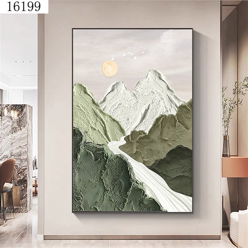 纯手绘抽象立体肌理装饰画玄关E竖款大型油画高级感现代挂画