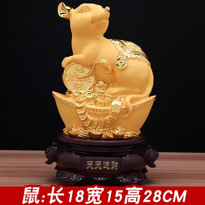 12生肖鸡摆件十二生n肖属相鸡风水生肖本命年创意绒沙金树脂工艺