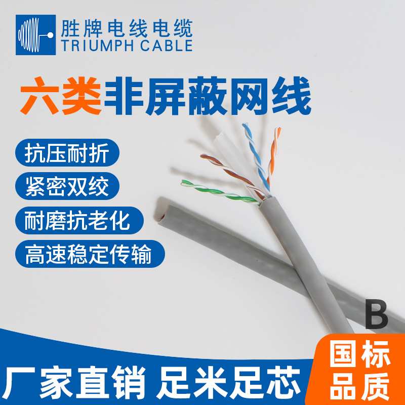 胜牌 纯铜千兆六类cat6网络通讯电缆线 八芯双绞电脑通讯电缆线