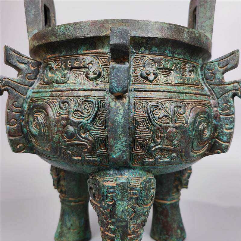 古青铜器铜方鼎摆件博物馆古玩收藏霸王鼎青铜器摆件收藏家居饰品