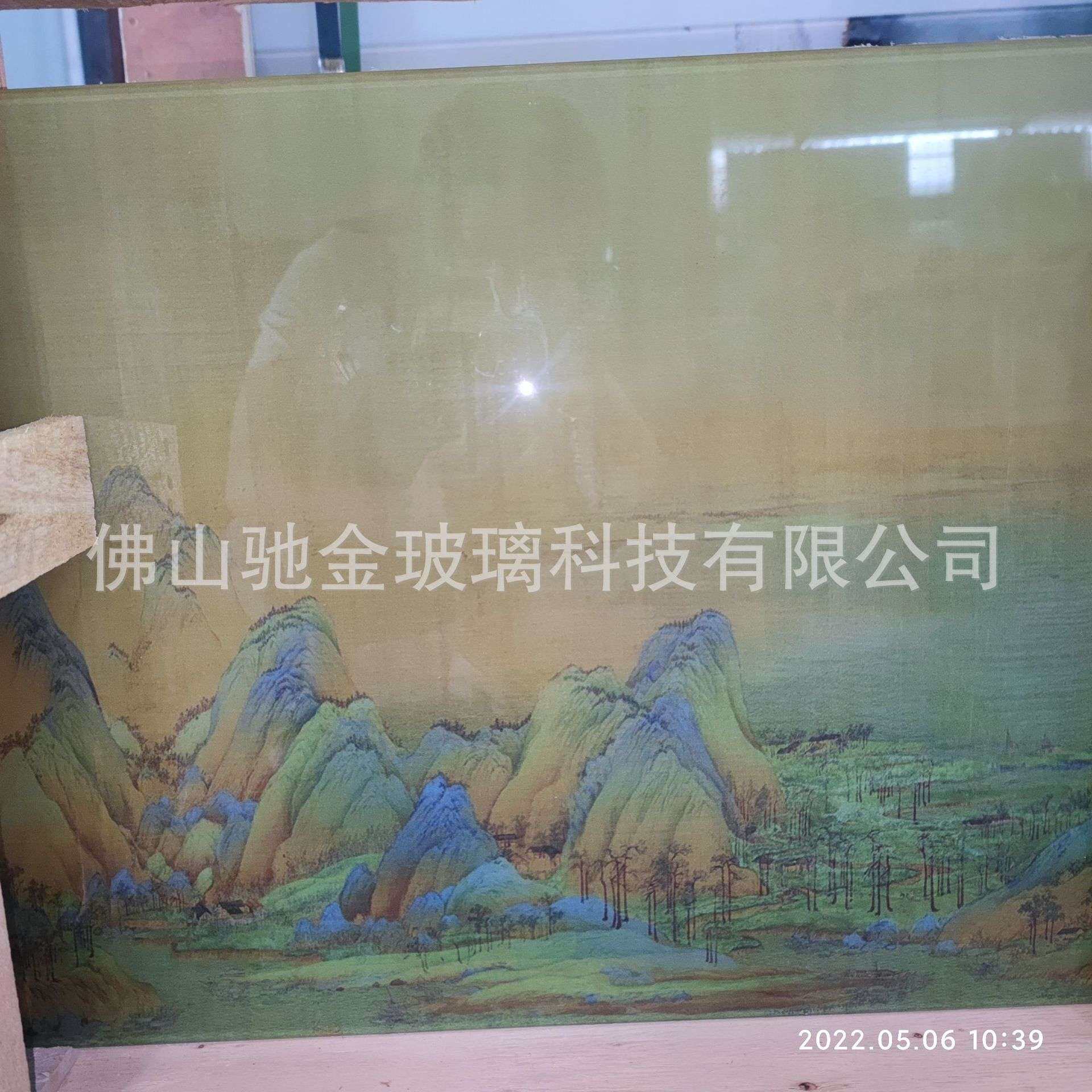 佛山厂家生产夹丝玻璃屏风双层钢化玻璃夹娟玻璃客厅中式玄关