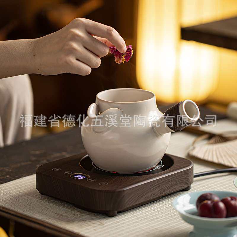 复古陶瓷罐罐茶煮茶器围炉全套电陶炉煮茶炉子套装烤奶茶侧把单壶