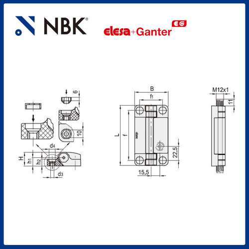 NBK ELESA CFSW-C-A 带内置安全开关铰链 超级高科技聚合体零配件