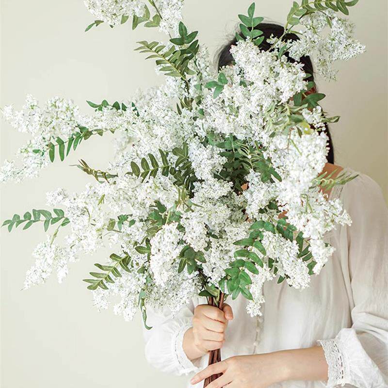 槐蕊花感逼真假花装饰陶瓷水培花瓶摆件客厅插花干花花束