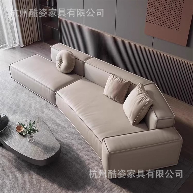 北欧轻奢现代真皮三人休闲沙发工作室设J计师商店影楼服装店沙发
