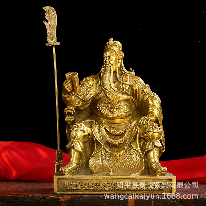 铜关公铜像摆件坐关公看书关公车摆件大小号多款可选