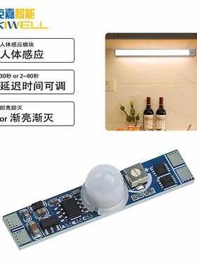 洛克嘉PIR橱柜灯内置3A时间距离可调运动传感器人体感应开关