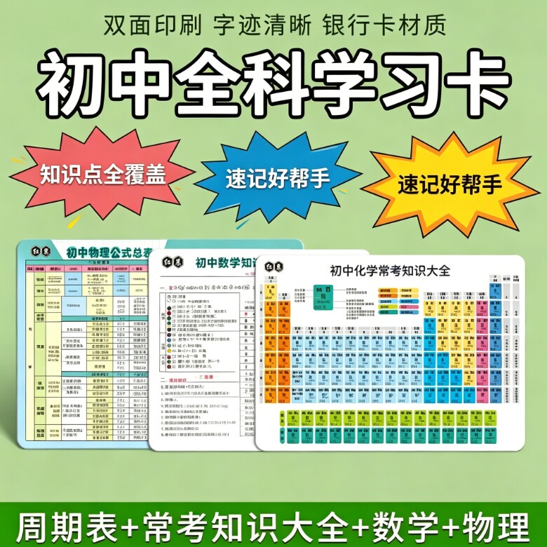 【老师推荐】全套初中化学元素周期表卡物理化学公式常考知识SH2