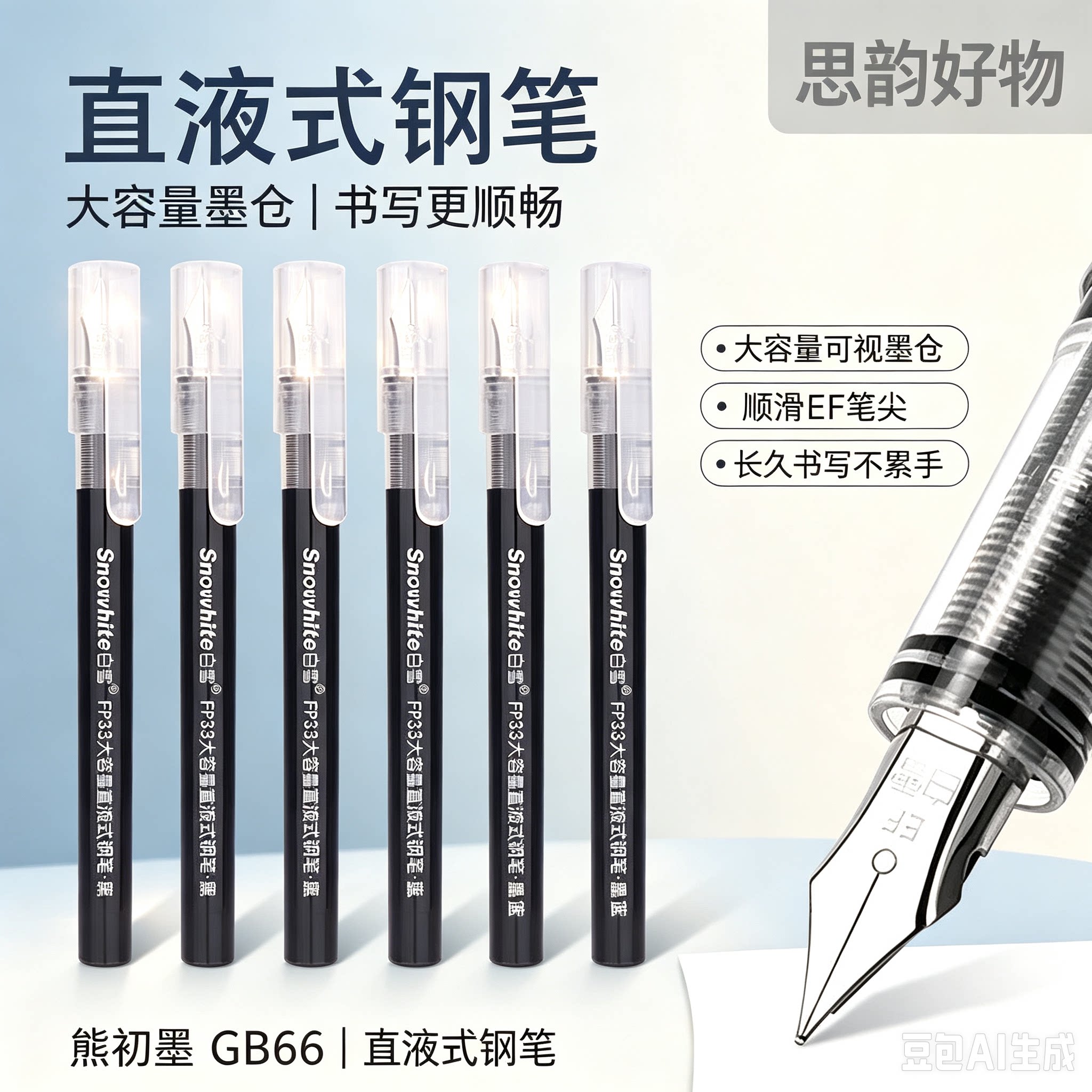 【老师推荐】直液式钢笔速干练字免换墨囊大容量明尖暗尖学生SH