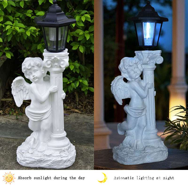 太阳能灯仿古罗马柱天使灯户外庭院大门口欧式摆件花园阳台景观灯