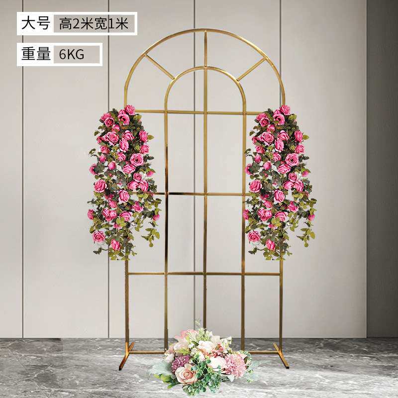 2026电镀铁艺屏风婚礼舞台布置装饰背景迎宾区摆件拱门花架中式