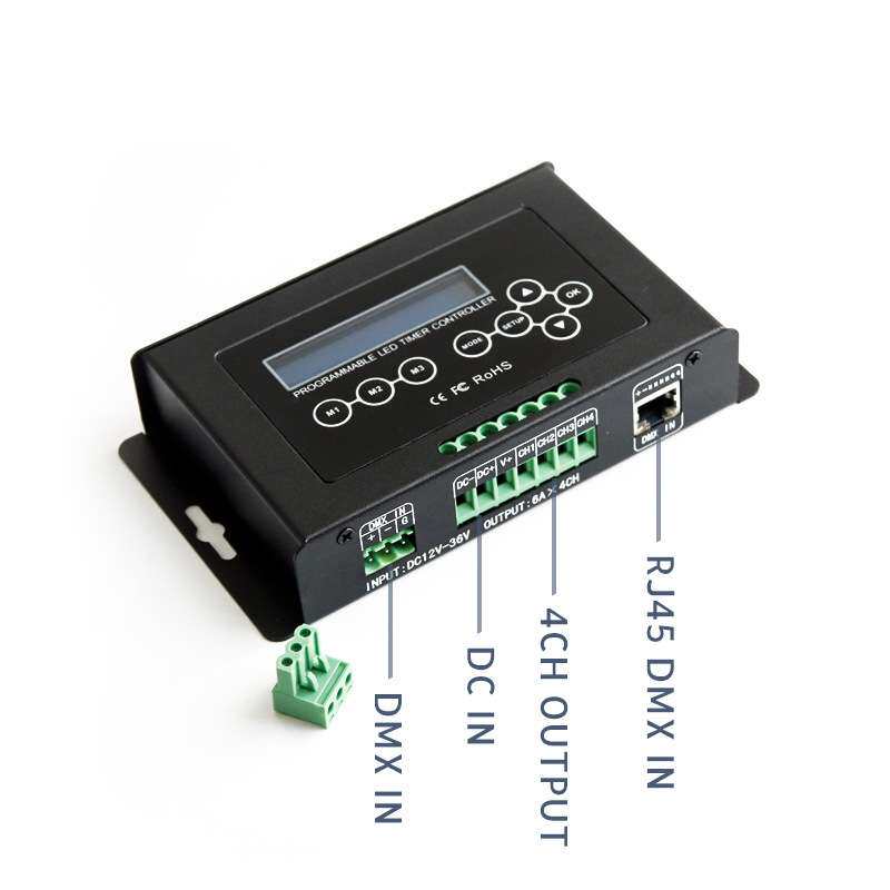 LED时间可编程定时调光器DMX主控制器解码器RGBW植物水族灯控制器