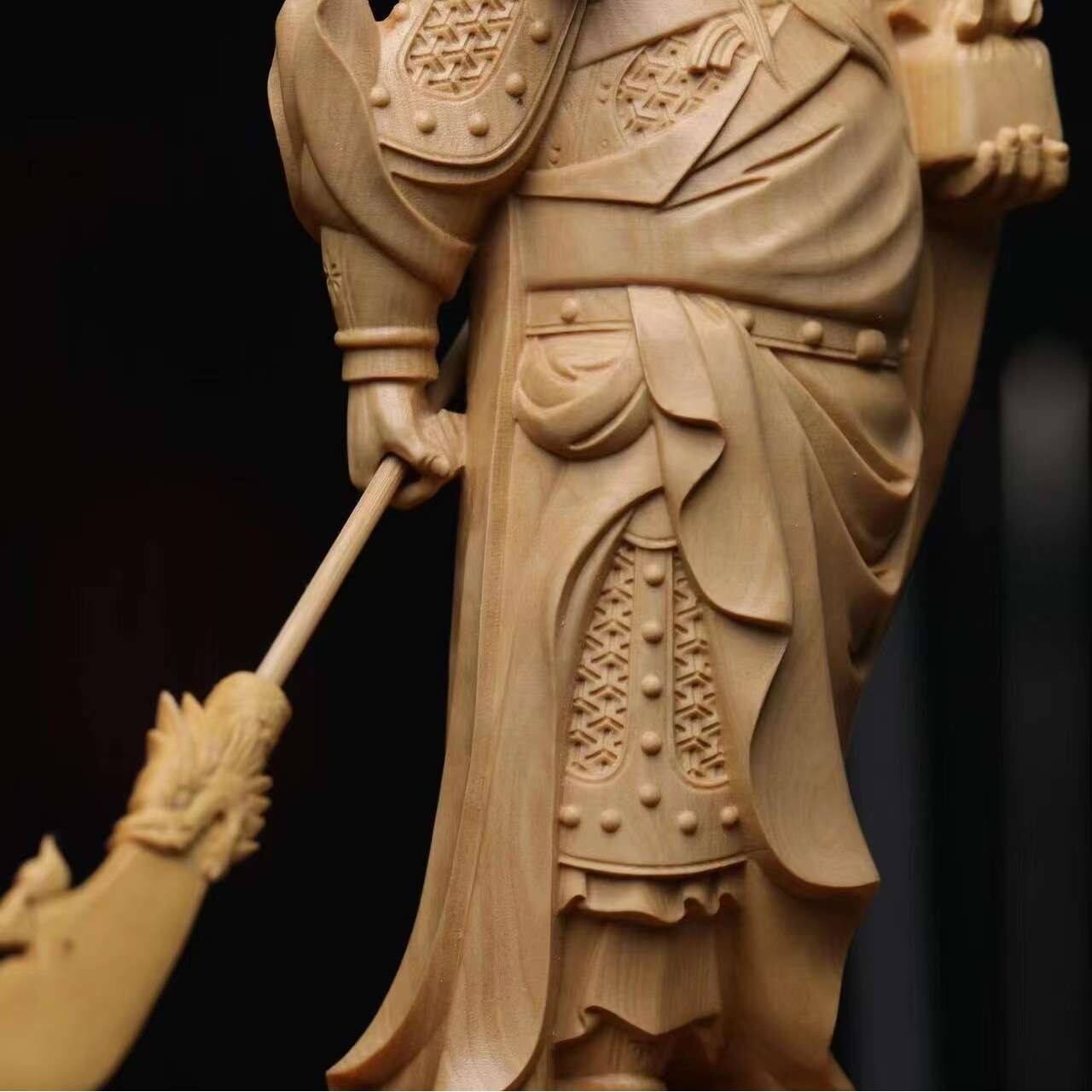 关公小叶黄杨木雕雕刻关二爷财神摆件木质工艺品实木文玩家居根雕