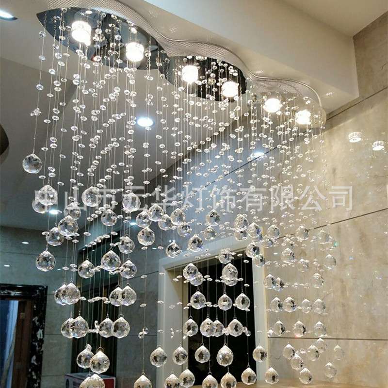 餐厅水晶吊灯酒店吧台水晶帘子灯客厅隔断玄关个性创意珠帘灯
