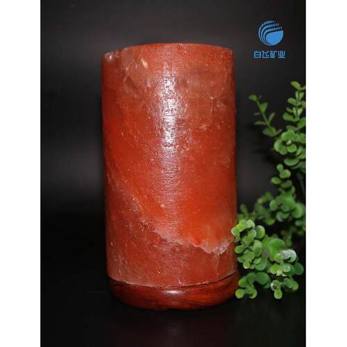 雕刻型盐灯圆柱形喜马拉雅水晶盐灯创意卧室床头灯调光LED